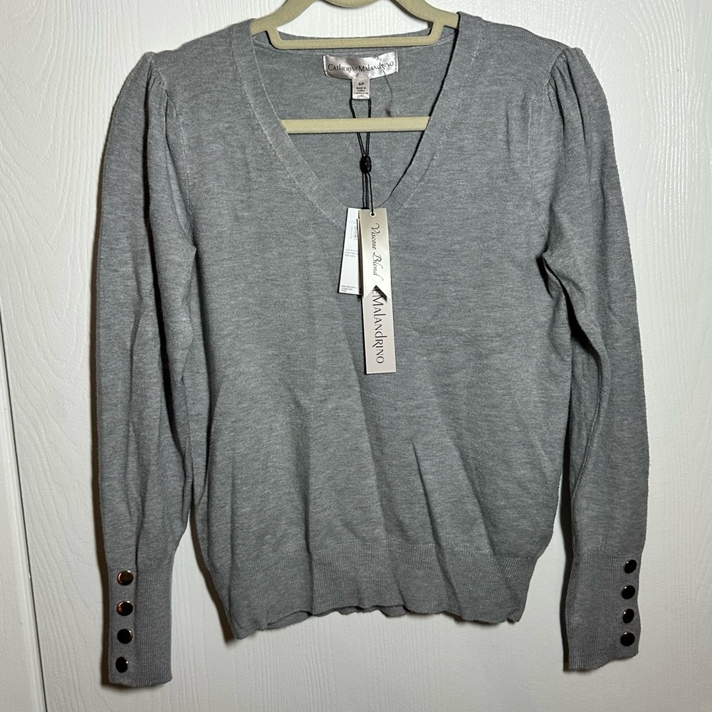 Catherine Malandrino Heather Gray V-neck Sweater